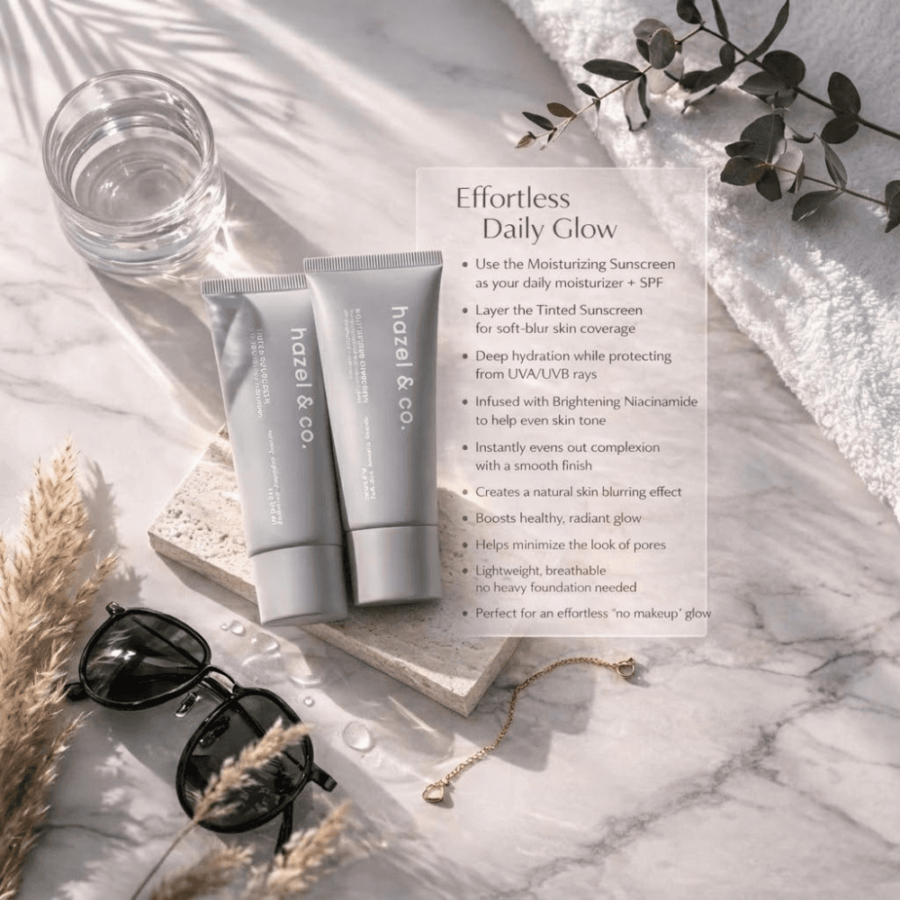 Hazel & Co. Sunscreen Duo Bundle | Moisturizing + Tinted Sunscreen SPF 50 UVA/UVB Protection thumbnail 5