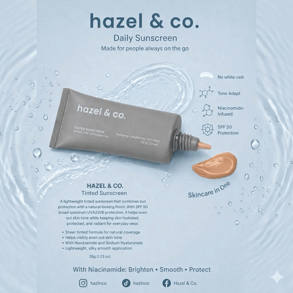 Hazel & Co. Tinted Sunscreen SPF 50 PA+++ | Tone-Adapting Sunscreen with Niacinamide | 35g thumbnail 3