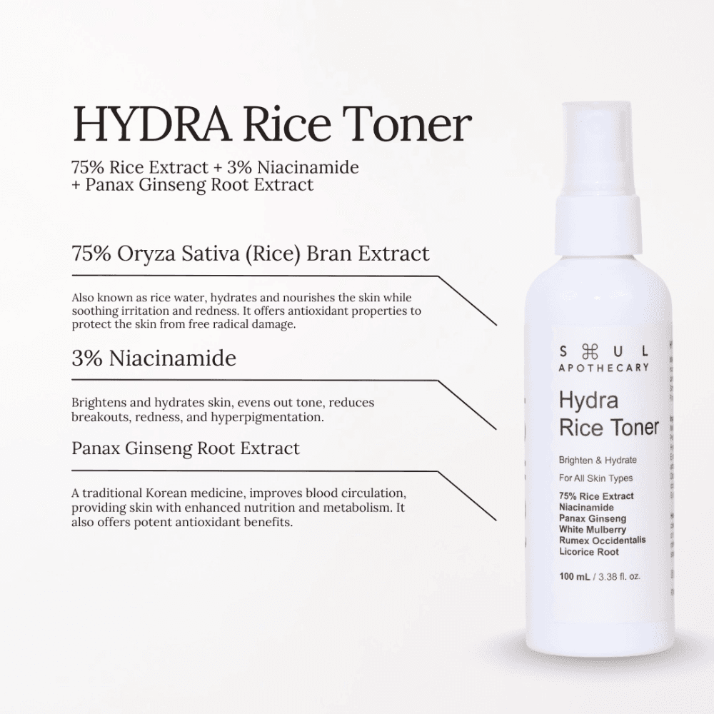 Soul Apothecary Hydra Rice Toner | 75% Rice Extract + 3% Niacinamide + Ginseng Brightening Toner thumbnail 2