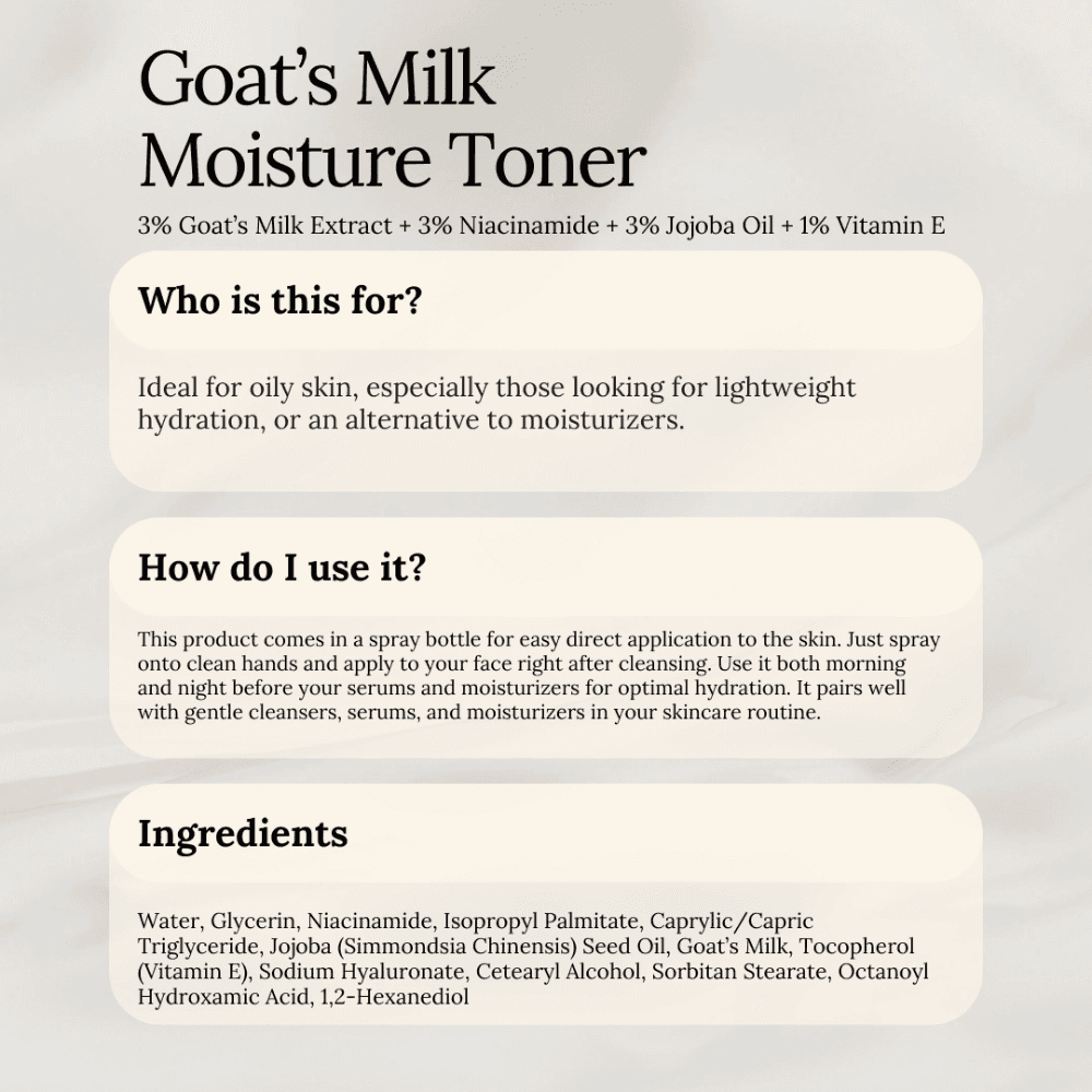 Soul Apothecary Goat's Milk Moisture Toner | Goat's Milk + 3% Niacinamide Hydrating Toner thumbnail 3