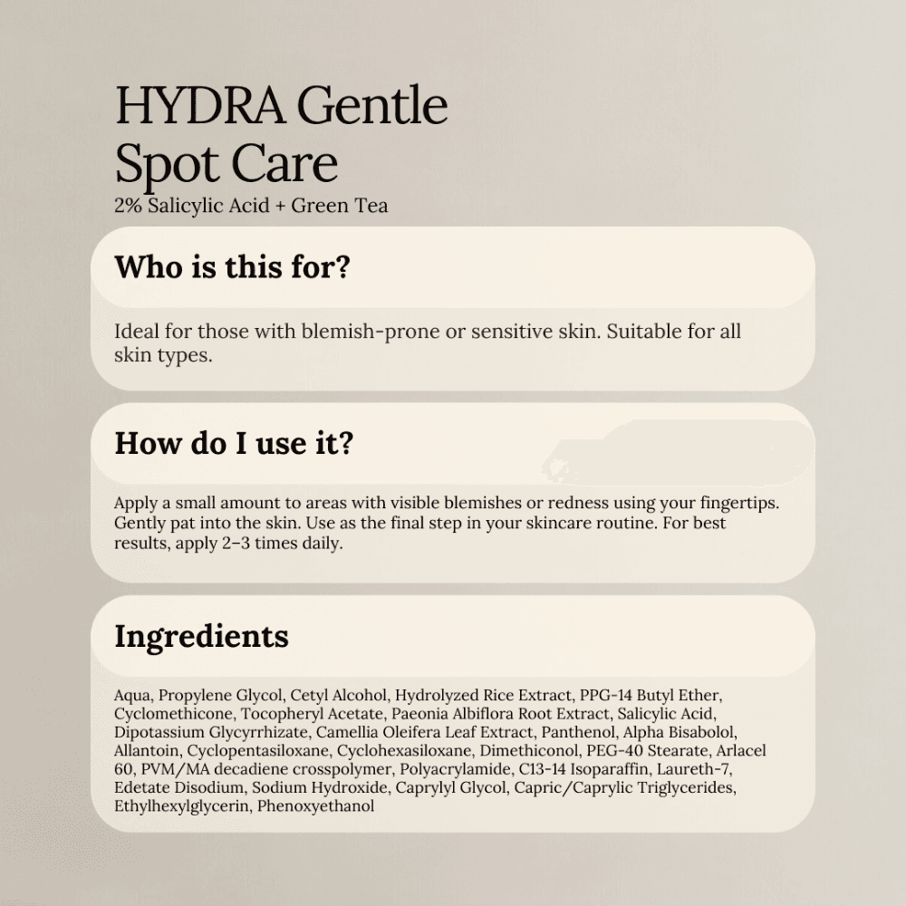 Soul Apothecary Hydra Gentle Spot Care | Rice Extract + 2% Salicylic Acid Blemish Treatment thumbnail 4