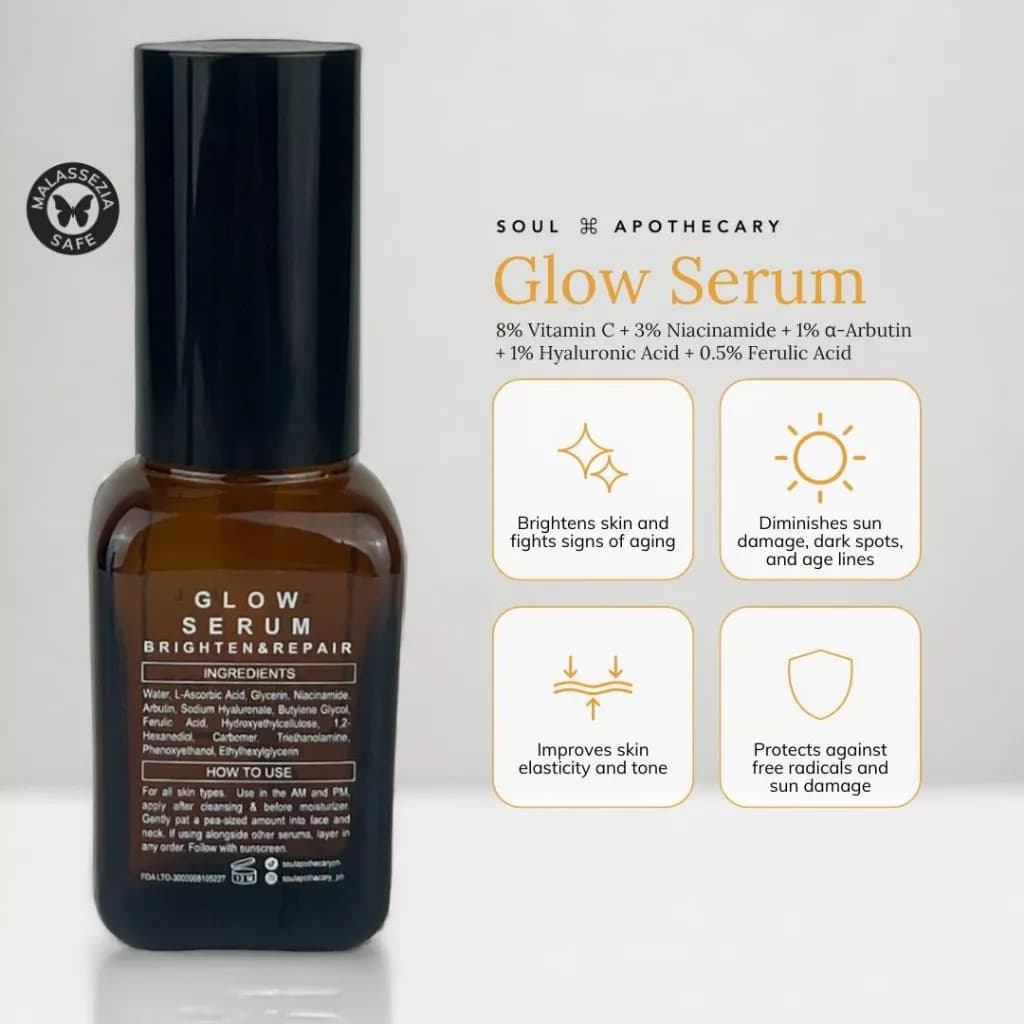 Soul Apothecary Glow Serum | Vitamin C + Niacinamide + Alpha Arbutin + Hyaluronic Acid + Ferulic Acid