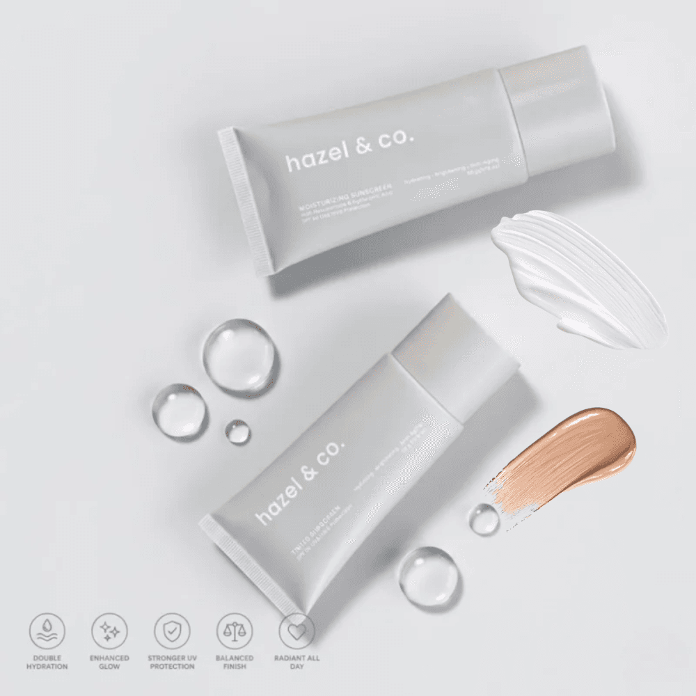 Hazel & Co. Sunscreen Duo Bundle | Moisturizing + Tinted Sunscreen SPF 50 UVA/UVB Protection