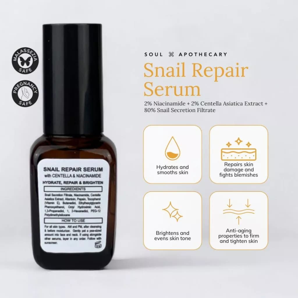 Soul Apothecary Snail Repair Serum | 80% Snail Mucin + Niacinamide + Centella Extract
