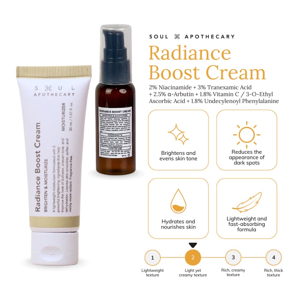 Soul Apothecary Radiance Boost Cream | Niacinamide, Tranexamic Acid & Alpha Arbutin Brightening Moisturizer